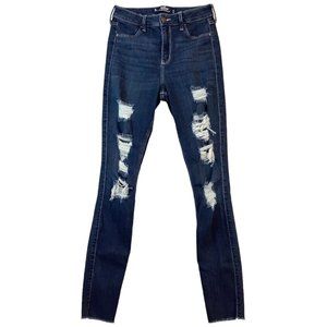 Hollister Legging Curvy High Rise Blue Denim Jean Womens Size 7 L Stretch